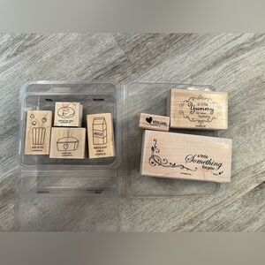 2 Sets retired Stampin Up! Wooden Stamp Sets Comfort Food and Yummy